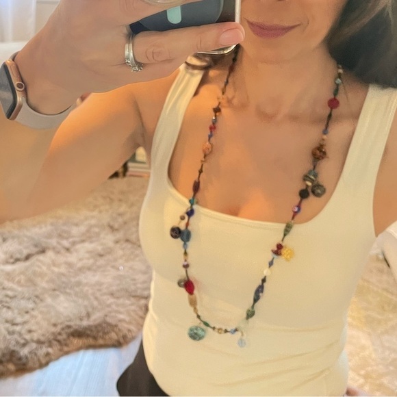 Glass Bead Necklace With Charms - Picture 7 of 8